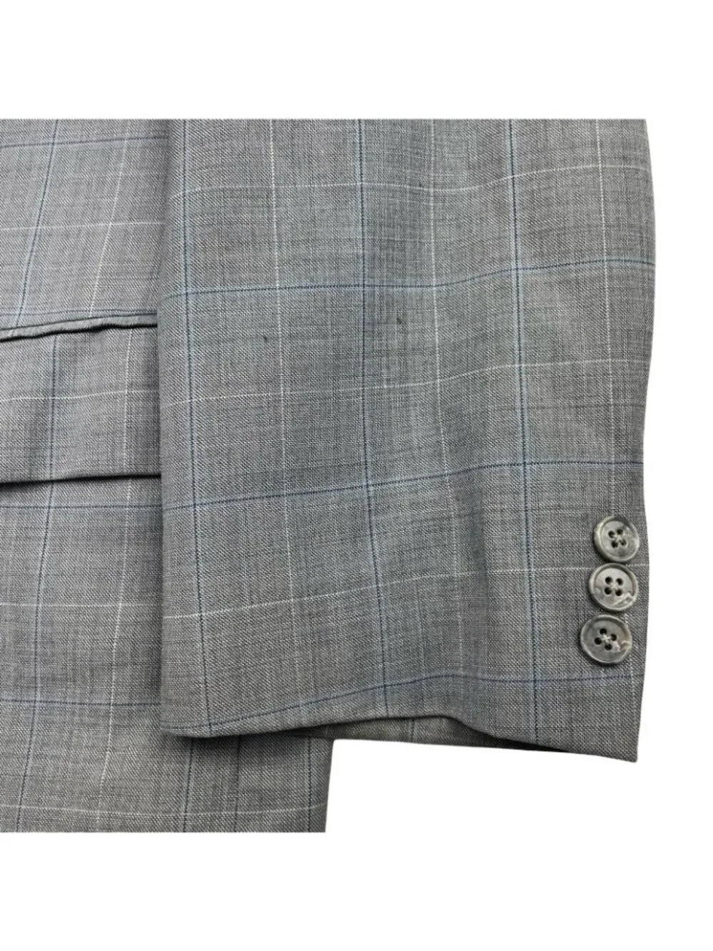 Jos A Bank Men's 100% Wool Tailored Fit 2-Button Blazer Gray/Blue Plaid • 43R